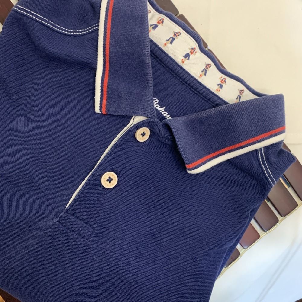 Tommy Bahama Polo Shirt Mens Size XL Islandzone Pima Cotton Blue 1/4 Button Fish